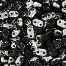 Matubo MiniDuo Perlen 4x2.5mm Jet - Silver 1/2 Coating